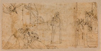 Studia na zwiastowanie; za męczeństwo św. Agaty; na Madonnę żałobną (pióro i tusz na kredzie na papierze) (wers z 5933930) autorstwa Vittore Carpaccio