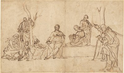 Madonna z Dzieciątkiem i świętymi w krajobrazie (Sacra Conversazione) autorstwa Vittore Carpaccio