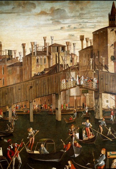 Cud Relikwii Krzyża Świętego na Moście Rialto w Wenecji, Detal. Obraz Vittore Scarpazza dit Vittore Carpaccio (1460-1525) autorstwa Vittore Carpaccio