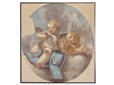 Freski przedstawiające anioły, pochodzące z kościoła św. Augustyna autorstwa Vittorio Maria Bigari