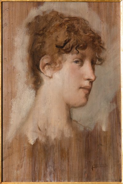 Twarz dziewczyny (obraz olejny) autorstwa Vittorio Reggianini