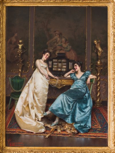 Naszyjnik z pereł (olej na płótnie) autorstwa Vittorio Reggianini