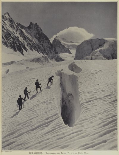 W regionie Dauphine we francuskich Alpach: szczelina lodowca Glacier Blanc na Barre des Ecrins autorstwa Vittorio Sella