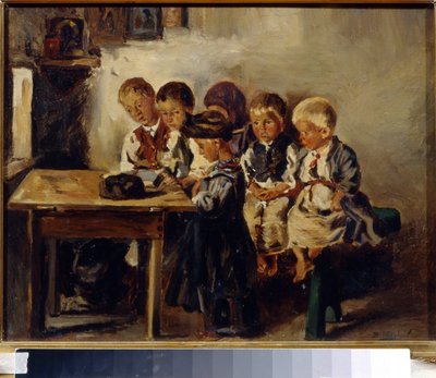 Poczekaj na kochankę. (Czekam na nauczyciela). Obraz Władimira Jegorowicza Makowskiego (Makovsky, Makovskij) (1846-1920), olej na płótnie autorstwa Vladimir Egorovic Makovsky