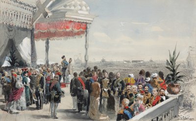 Uroczystości publiczne po koronacji cesarza Aleksandra III na Polu Chodynki, 1883 autorstwa Vladimir Egorovic Makovsky