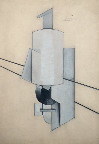 Projekt rzeźby narożnej (akwarela i pastel na papierze) autorstwa Vladimir Evgrafovich Tatlin