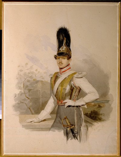 Portret hrabiego Valentina Grigoryevicha Stroganowa (1801-1833) (portret hrabiego V.G. Stroganowa). dzieło Władimira Iwanowicza Hau (Gau) (1816-1895), akwarela na papierze, przed 1832 r. Sztuka rosyjska autorstwa Vladimir Ivanovich Hau