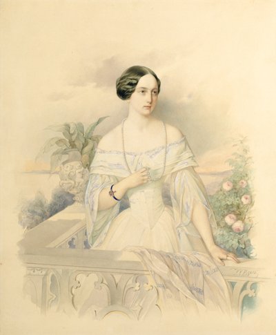 Portret wielkiej księżnej Olgi Nikołajewnej, 1846 (wc na tekturze) autorstwa Vladimir Ivanovich Hau