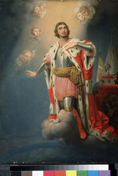 „Representation du heros national russe Alexandre de la Neva (ou Alexandre Nevski lub Alexander Nevsky) (1220-1263) Prince de Novgorod”” Peinture de Vladimir Lukich Borovikovsky (ou Borovikovski) (1757-1825) Państwowa Galeria Tretiakowska, Moskwa autorstwa Vladimir Lukich Borovikovsky