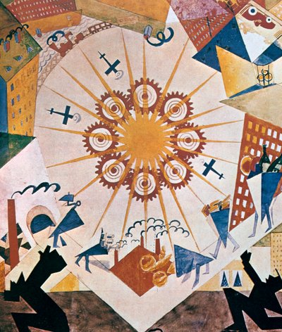 Projekt dekoracji dla Mystery Bouffe, 1919. autorstwa Vladimir Mayakovsky