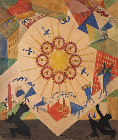 Ziemia obiecana. Scenografia do sztuki teatralnej Mystery-Bouffe Władimira Majakowskiego, 1919. autorstwa Vladimir Vladimirovich Mayakovsky
