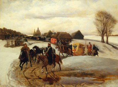 Wiosenna pielgrzymka carycy za cara Aleksisa I Michajłowicza, 1868 r. autorstwa Vyacheslav Grigoryevich Schwarz