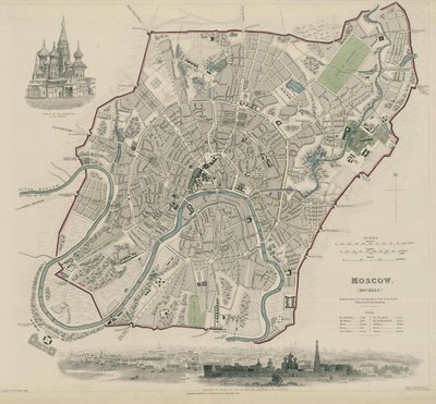 Mapa Moskwy, 1836 autorstwa W.B. Clarke