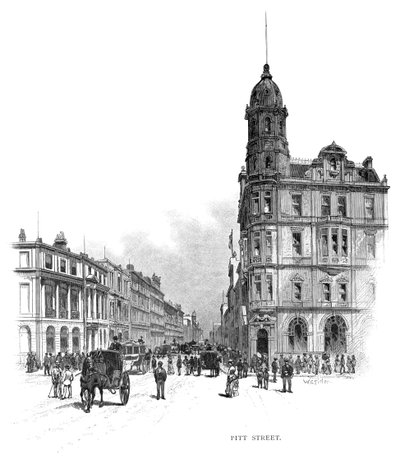 Pitt Street, Sydney, Nowa Południowa Walia, Australia, 1886. autorstwa WC Fitler