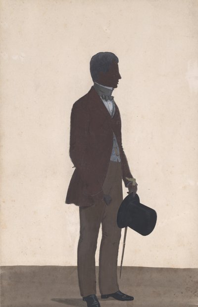 Młody mężczyzna, stojący, pełna sylwetka, profil po prawej, 1850. autorstwa WH Beaumont