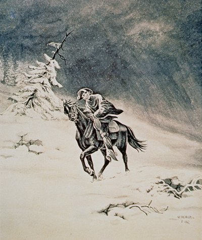 Pony Express Rider w górach Sierra Nevada autorstwa W.H. Hilton