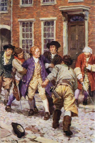 „W tej chwili kilku facetów wpadło i złapało Jonesa” (kolor lito) autorstwa W.R.S. (after) Stott