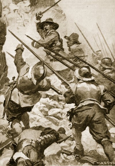 Cromwell prowadzący szturmującą imprezę w Drogheda autorstwa W.R.S. (after) Stott
