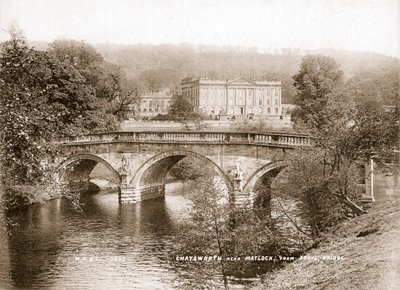 Chatsworth House i most na rzece Derwent, Derbyshire, 1853 autorstwa WR and S