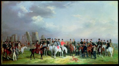 Wielkie spotkanie coursingowe w Wiltshire, które odbyło się w Amesbury, 16, 17, 18, 19 i 20 marca 1847, With Stonehenge Beyond, 1847 autorstwa W. Barraud