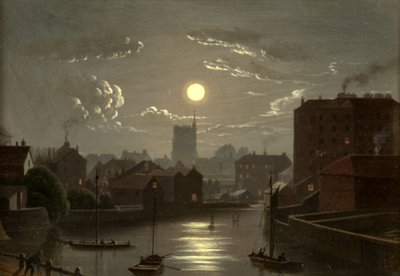 Bristol - Scena Księżyca (olej na miedzi) autorstwa W. Crambrook