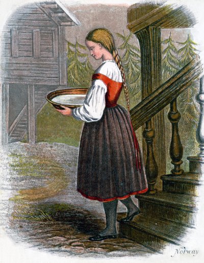 Norweska dziewczyna na farmie, 1809. autorstwa W. Dickes