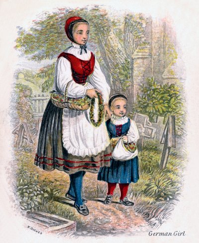 Dwie Niemki z koszami kwiatów, 1809. autorstwa W. Dickes