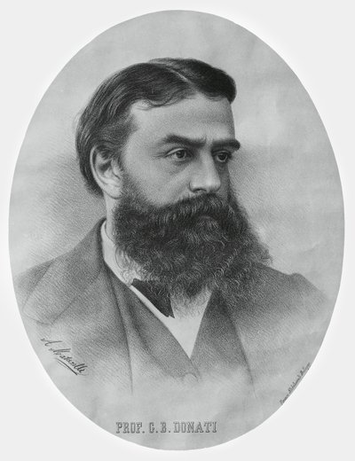 Portret Giovanniego Battisty Donati (1826-1873), włoskiego matematyka i astronoma, rycina autorstwa John Ward Dunsmore