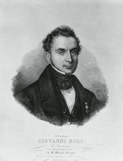 Portret Giovanniego Rossiego (XIX w.), włoskiego chirurga, rycina po obrazie Enrico Bandiniego (1807-1888) autorstwa John Ward Dunsmore