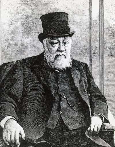 Portret Stephanusa Johannesa Paulusa Krugera (1825-1904), prezydenta Republiki Południowej Afryki (lub Transwalu), prowadził wojnę burską przeciwko Anglikom, grawerowanie autorstwa John Ward Dunsmore