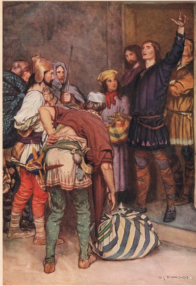 Hamlet wita podróżujących graczy w Elsinore, z "Hamleta" Williama Shakespeare