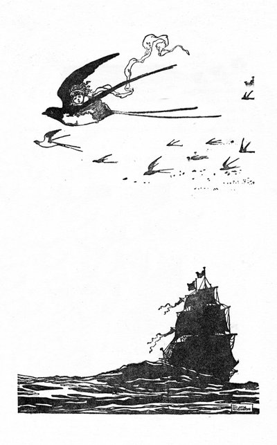 Jaskółka wzniosła się wysoko w powietrze, ok. 1930 r autorstwa William Heath Robinson