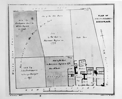 Plan miejsca urodzenia Szekspira autorstwa W. Heming