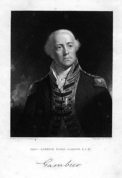 Admirał James Gambier 1756-1833, 1. baron Gambier, 1837. autorstwa W. Holl