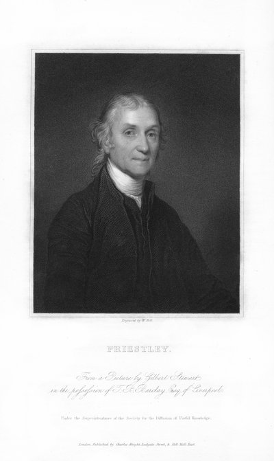 Joseph Priestley, angielski chemik i pastor prezbiteriański, 1836. autorstwa W. Holl