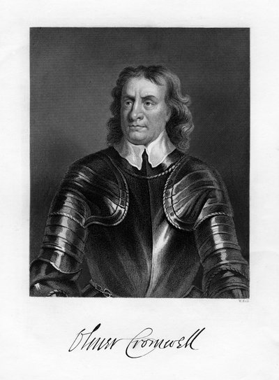 Oliver Cromwell, angielski żołnierz i mąż stanu, XIX w. autorstwa W. Holl