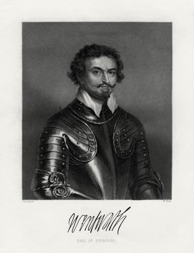 Thomas Wentworth, 1. hrabia Strafford 1593-1641, XIX wiek autorstwa W. Holl