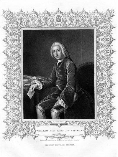 William Pitt, 1. hrabia Chatham, brytyjski mąż stanu wigów, XIX wiek. autorstwa W. Holl