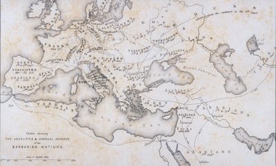 Miejscowości i stopniowy postęp narodów barbarzyńskich, ok. 1850 r autorstwa W Hughes