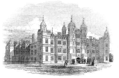Burghley House - front północny, 1844. autorstwa W. J. Linton