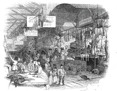 Targ Leadenhall, w Wigilię 1845. autorstwa W. J. Linton