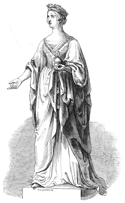 Marmurowy posąg Jej Królewskiej Mości w Królewskiej Giełdzie, 1845. autorstwa W. J. Linton