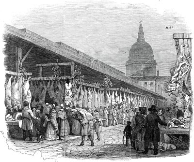 Newgate Market, w Wigilię 1845. autorstwa W. J. Linton