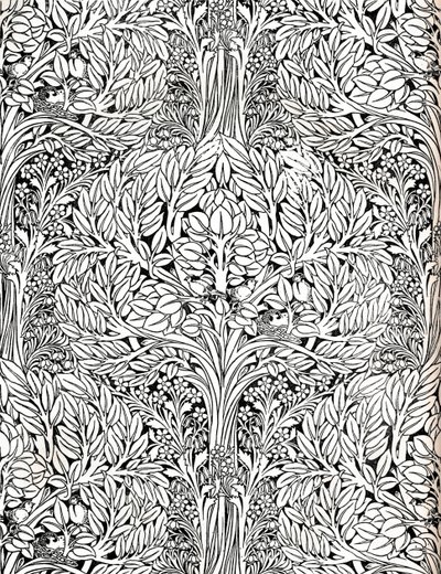„Tapeta, drukowana w kolorze temperowym. Zaprojektowany przez H. Wilsona, 1893 autorstwa W Jackson