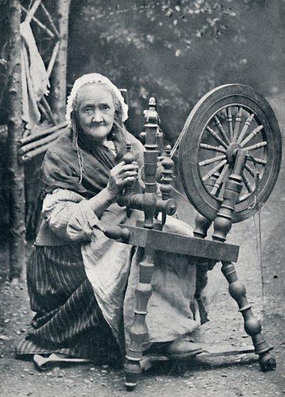 Stara Irlandka przy kołowrotku, 1912 autorstwa W. Lawrence