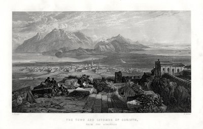 Miasto i przesmyk Koryntu z Akropolu, Grecja, 1887 autorstwa W. Miller