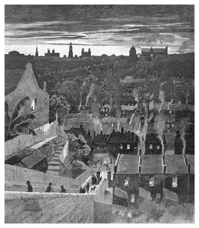 Spojrzenie na Sydney z Darlinghurst, Nowa Południowa Walia, Australia, 1886. autorstwa W. Mollier