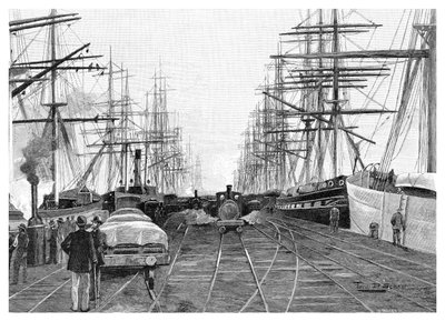 Port w Melbourne, Wiktoria, Australia, 1886. autorstwa W. Mollier