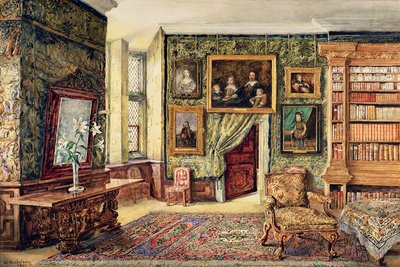 Biblioteka w Hardwick Hall, Derbyshire, 1891 (wc) autorstwa W. Nicholson