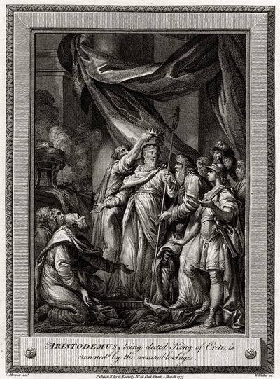 Aristodemus, wybrany na króla Krety, zostaje koronowany przez czcigodnych mędrców, 1777 autorstwa W. Walker